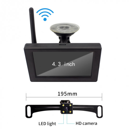 PZ703 422A-W voiture 4,3 pouces moniteur de vue arrière de bureau image de recul sans fil intégrée SH54521197-010