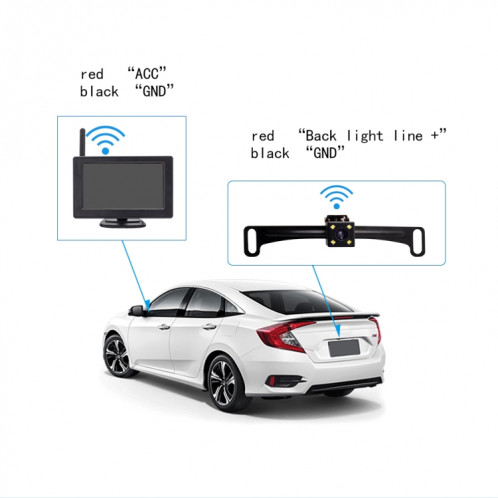 PZ703 422A-W voiture 4,3 pouces moniteur de vue arrière de bureau image de recul sans fil intégrée SH54521197-010