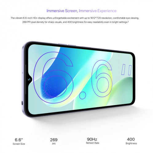  UMIDIGI G5, 8 Go + 128 Go, identification faciale et identification par empreinte digitale latérale, 6,6 pouces Android 13 Unisoc T606 Octa Core, réseau : 4G (gris sidéral) SU501E465-013
