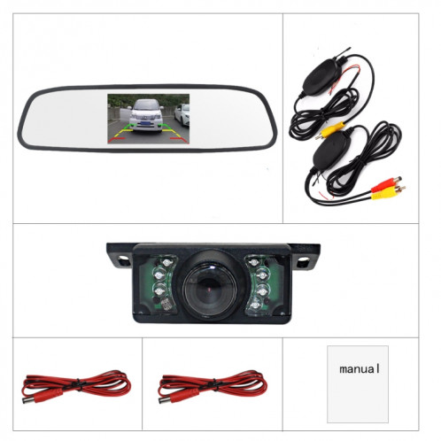 PZ705 415-W 4.3 pouces TFT LCD voiture moniteur de vue arrière sans fil externe pour systèmes vidéo de stationnement de rétroviseur de voiture SH54561535-010
