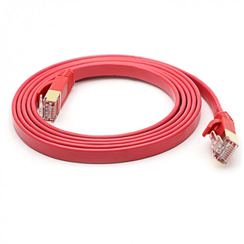 Câble réseau LAN Ethernet plat ultra fin CAT7, 5 m, tête plaquée or, haute vitesse, 10 Gbit/s, RJ45 (rouge) SH404A1377-07