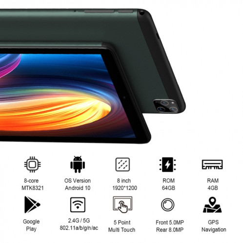 Tablette PC d'appel téléphonique BDF P8 3G 8,0 pouces, 4 Go + 64 Go, Android 10.0 MTK8321 Octa Core, prise en charge double SIM, (or) SB401D1442-011