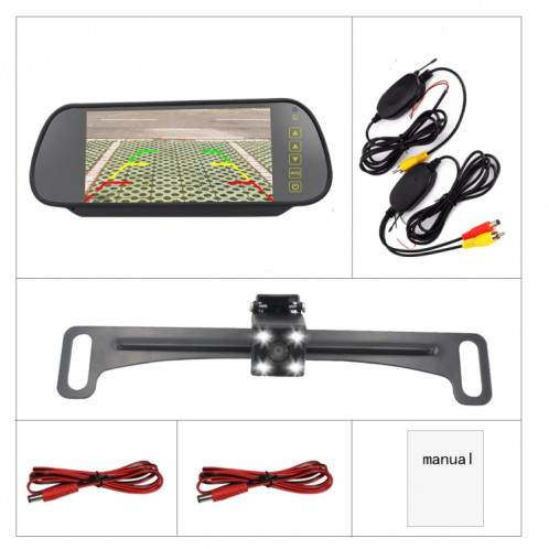 PZ709 437-W 7.0 pouces TFT LCD voiture moniteur de vue arrière sans fil externe pour systèmes vidéo de stationnement de rétroviseur de voiture SH54581642-08