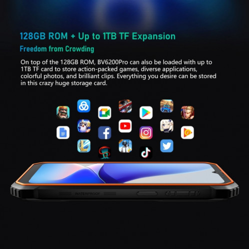  Blackview BV6200 Pro, 6 Go + 128 Go, IP68/IP69K/MIL-STD-810H, 6,56 pouces Android 13 MediaTek Helio P35 Octa Core, réseau : 4G, OTG (vert) SB302C1363-030