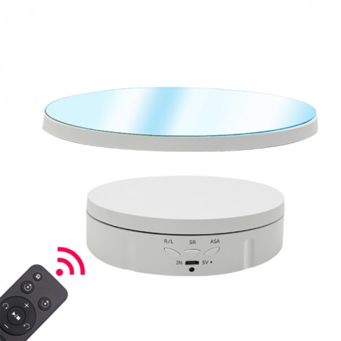 Présentoir rotatif électrique miroir de 22cm, accessoires de tournage vidéo en direct, plateau tournant avec télécommande (blanc) SH202B1262-05