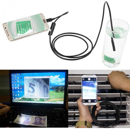 Caméra d'inspection de tube de serpent d'endoscope micro USB étanche AN97 pour pièces de téléphone mobile Android à fonction OTG, avec 6 LED, diamètre de l'objectif : 5,5 mm (longueur : 1 m) SH501A1391-09