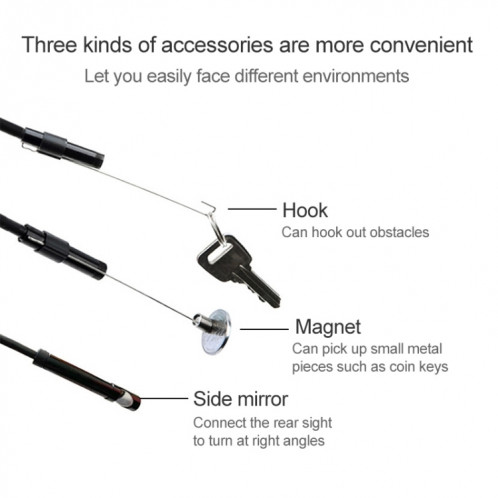 Caméra d'inspection de tube de serpent d'endoscope micro USB étanche AN97 pour pièces de téléphone mobile Android à fonction OTG, avec 6 LED, diamètre de l'objectif : 5,5 mm (longueur : 5 m) SH501E1506-09