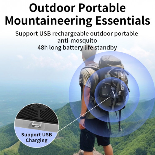 709 Répulsif anti-moustique portable à ultrasons pour camping en plein air (noir) SH101A1291-09