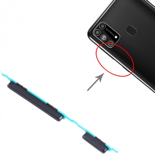 Pour Samsung Galaxy M31 SM-M315 10 pièces bouton d'alimentation + bouton de contrôle du volume (noir) SH638A1104-04