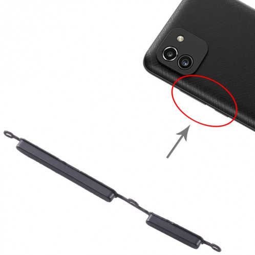 Pour Samsung Galaxy A03 SM-A035 10 pièces bouton d'alimentation + bouton de contrôle du volume (noir) SH644A908-04