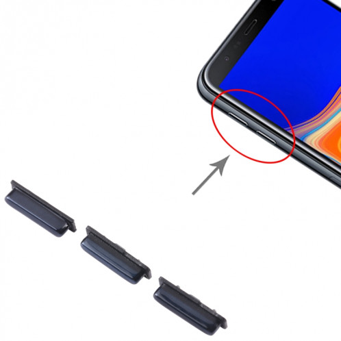 Pour Samsung Galaxy J4 + SM-J415 10 pièces bouton d'alimentation + bouton de contrôle du volume (noir) SH653A182-04