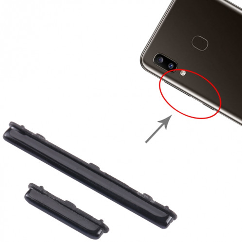 Pour Samsung Galaxy A20 SM-A205 10 pièces bouton d'alimentation + bouton de contrôle du volume (noir) SH671A879-04