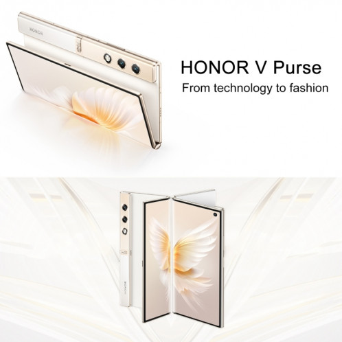 Honor V Purse 5G, 16 Go + 512 Go, empreinte digitale latérale, 7,71 pouces + 6,45 pouces MagicOS 7.2 Qualcomm Snapdragon 778G Octa Core, réseau : 5G, OTG, NFC, ne prend pas en charge Google Play (noir) SH002B526-014