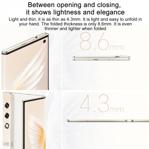 Honor V Purse 5G, 16 Go + 256 Go, empreinte digitale latérale, 7,71 pouces + 6,45 pouces MagicOS 7.2 Qualcomm Snapdragon 778G Octa Core, réseau : 5G, OTG, NFC, ne prend pas en charge Google Play (noir) SH001B1125-014