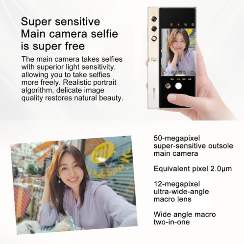 Honor V Purse 5G, 16 Go + 512 Go, empreinte digitale latérale, 7,71 pouces + 6,45 pouces MagicOS 7.2 Qualcomm Snapdragon 778G Octa Core, réseau : 5G, OTG, NFC, ne prend pas en charge Google Play (noir) SH002B526-014