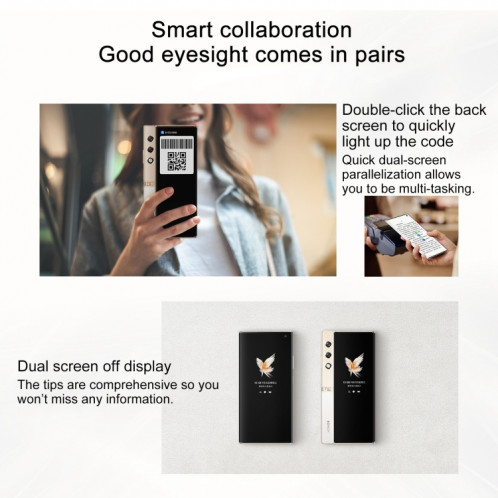 Honor V Purse 5G, 16 Go + 256 Go, empreinte digitale latérale, 7,71 pouces + 6,45 pouces MagicOS 7.2 Qualcomm Snapdragon 778G Octa Core, réseau : 5G, OTG, NFC, ne prend pas en charge Google Play (noir) SH001B1125-014