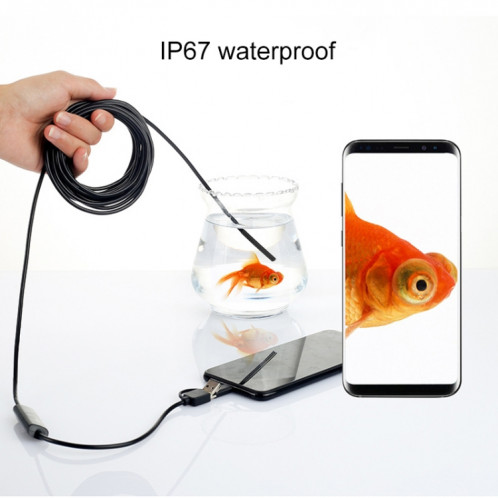 AN100 3 en 1 IP67 étanche USB-C / Type-C + Micro USB + USB HD Endoscope Caméra d'inspection à tube dur pour pièces de téléphone portable Android à fonction OTG, avec 6 LED, diamètre de l'objectif: 8 mm (longueur: SH003A1386-08