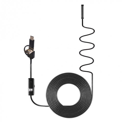 AN100 3 en 1 IP67 étanche USB-C / Type-C + Micro USB + USB HD Endoscope Caméra d'inspection à tube dur pour pièces de téléphone portable Android à fonction OTG, avec 6 LED, diamètre de l'objectif: 8 mm (longueur: SH003E1378-08