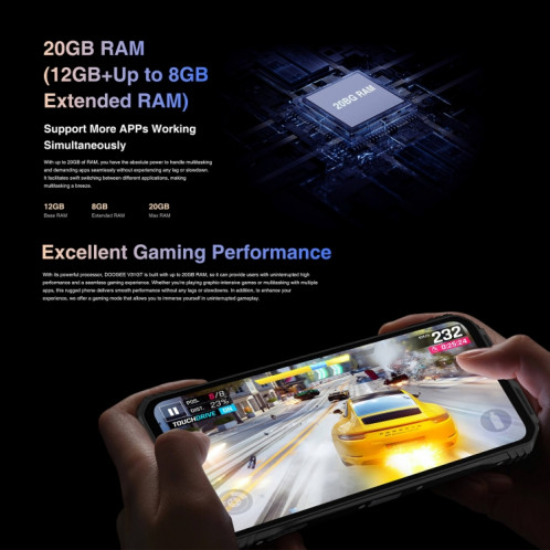  DOOGEE V31 GT, 12 Go + 256 Go, caméra d'imagerie thermique, empreinte digitale latérale, batterie 10800 mAh, 6,58 pouces Android 13 Dimensity 1080 Octa Core, réseau : 5G, OTG, NFC, prise en charge SD501C1425-025