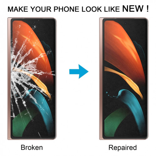 Écran secondaire LCD pour Samsung Galaxy Z Fold2 SM-F916B/W21, lentille extérieure en verre avec adhésif OCA optiquement transparent SH6503799-07
