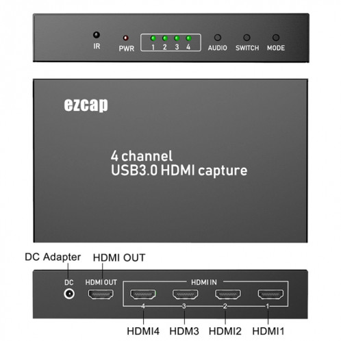 Carte de capture de jeu vidéo Ezcap 264M à quatre canaux multi-vues HDMI vers USB 3.0 SE6471255-04