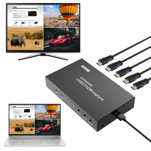 Carte de capture de jeu vidéo Ezcap 264M à quatre canaux multi-vues HDMI vers USB 3.0 SE6471255-04