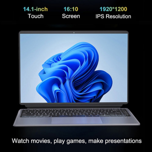 Tablette PC W14 14,1 pouces 2 en 1, 16 Go + 256 Go, Windows 11 Intel Alder Lake N100 Quad Core, avec étui en cuir pour clavier SP58011833-014