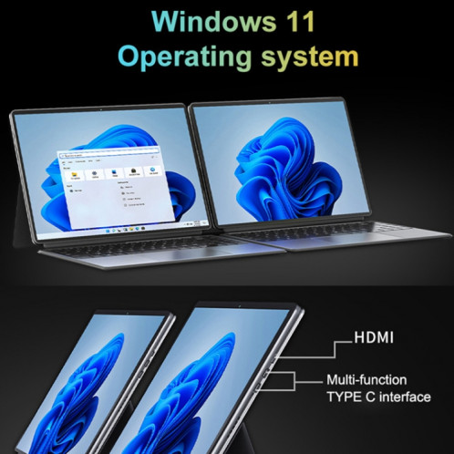 Tablette PC W14 14,1 pouces 2 en 1, 16 Go + 512 Go, Windows 11 Intel Alder Lake N100 Quad Core, avec étui en cuir pour clavier SP5802481-014