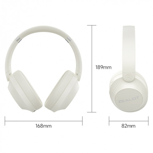 Écouteur Bluetooth à réduction de bruit supra-auriculaire Zealot B38 (blanc) SZ301A1878-010