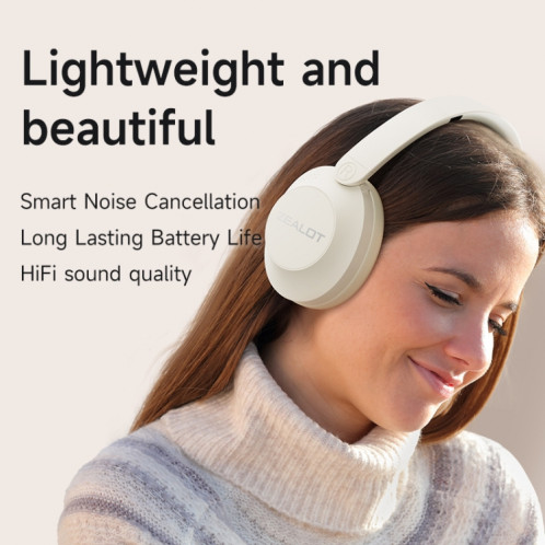 Écouteur Bluetooth à réduction de bruit supra-auriculaire Zealot B38 (blanc) SZ301A1878-010