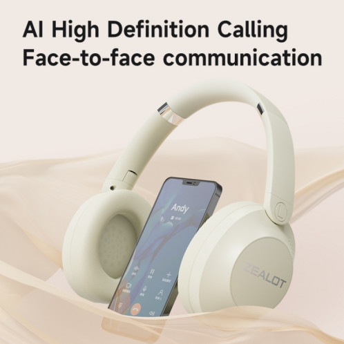 Écouteur Bluetooth à réduction de bruit supra-auriculaire Zealot B38 (blanc) SZ301A1878-010