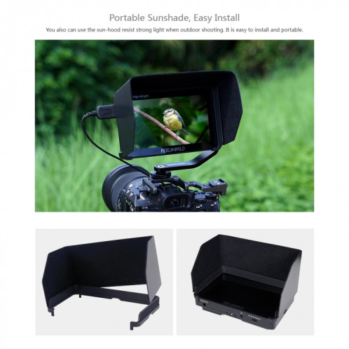 FEELWORLD F5 ProX 5,5 pouces 1600nit écran tactile haute luminosité DSLR caméra moniteur de terrain 4K HDMI F970 Kit d'installation et d'alimentation (noir) SF701A1370-016