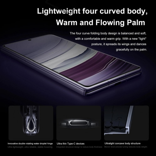 HUAWEI Mate X5, édition collector 16 Go + 1 To, 7,85 pouces + 6,4 pouces HarmonyOS 4.0.0 Kirin 9000S 7 nm Octa-Core 2,16 GHz, OTG, NFC, ne prend pas en charge Google Play (violet) SH105A188-018