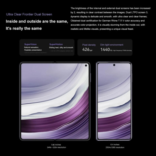 HUAWEI Mate X5, édition collector 16 Go + 1 To, 7,85 pouces + 6,4 pouces HarmonyOS 4.0.0 Kirin 9000S 7 nm Octa-Core 2,16 GHz, OTG, NFC, ne prend pas en charge Google Play (blanc) SH105C691-018