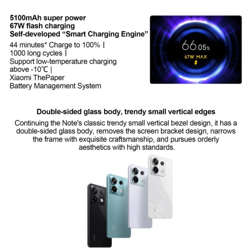 Xiaomi Redmi Note 13 Pro 5G, 12 Go + 512 Go, 6,67 pouces MIUI 14 Snapdragon 7s Gen 2 Octa Core 4 nm jusqu'à 2,4 GHz, NFC, réseau : 5G (blanc) SX404C1745-08