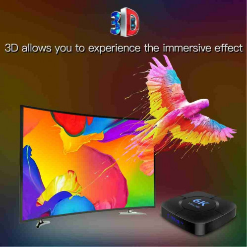 Boîtier Smart TV 6K Ultra HD Android 12.0 avec télécommande, 2 Go + 16 Go, Allwinner H616 1,5 GHz Quad-Core (prise UE) SH601A271-011
