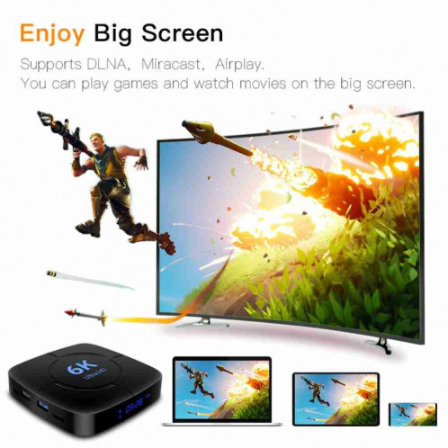 Boîtier Smart TV 6K Ultra HD Android 12.0 avec télécommande, 4 Go + 64 Go, Allwinner H616 1,5 GHz Quad-Core (prise UE) SH603A88-011