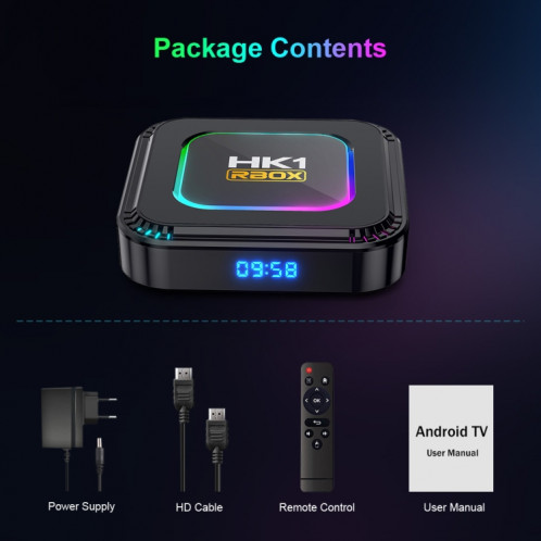 HK1 RBOX K8 8K Android 13.0 Smart TV Box avec télécommande, 4 Go + 32 Go, RK3528 Quad-Core () SH702A283-013