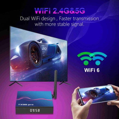 Boîtier Smart TV T98 Pro 4K Ultra HD Android 12.0 avec télécommande, 2 Go + 16 Go, Allwinner H618 Quad-Core () SH201A1691-011