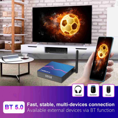 Boîtier Smart TV T98 Pro 4K Ultra HD Android 12.0 avec télécommande, 4 Go + 64 Go, Allwinner H618 Quad-Core (prise UE) SH203A840-011