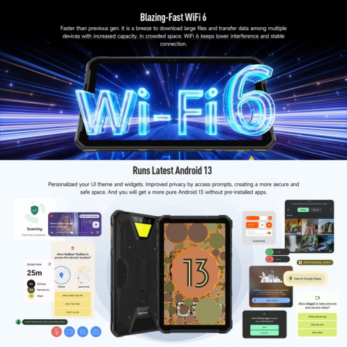  Tablette PC robuste Ulefone Armor Pad 2, 16 Go + 256 Go 11 pouces Android 13 MediaTek Helio G99 Octa Core 4G réseau (jaune) SU902B1933-015