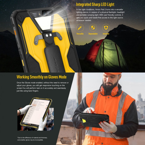  Tablette PC robuste Ulefone Armor Pad 2, 16 Go + 256 Go 11 pouces Android 13 MediaTek Helio G99 Octa Core 4G réseau (jaune) SU902B1933-015