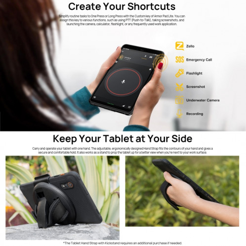  Tablette PC robuste Ulefone Armor Pad Lite, 3 Go + 32 Go, 8,0 pouces Android 13 MediaTek MT8766 Quad Core (noir) SU501A1394-011