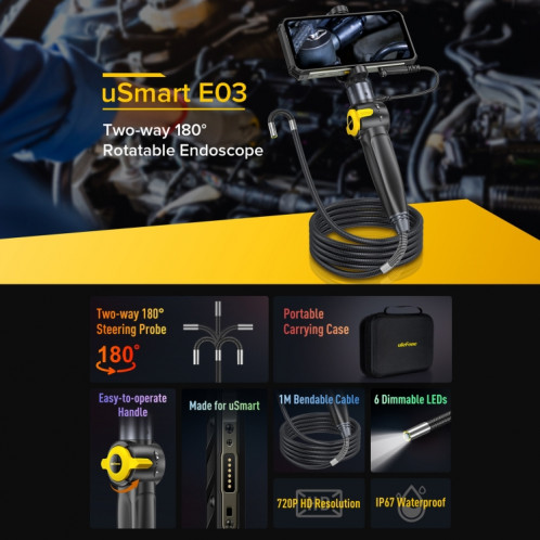 Endoscope rotatif Ulefone uSmart E03 IP67 étanche pour Armor 24/21/19/18T/Armor Pad (noir) SU401A36-011