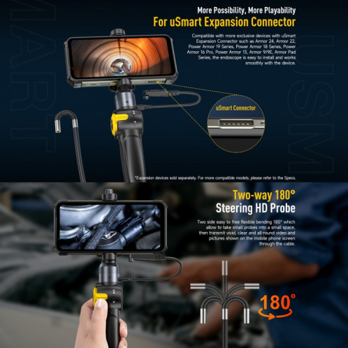 Endoscope rotatif Ulefone uSmart E03 IP67 étanche pour Armor 24/21/19/18T/Armor Pad (noir) SU401A36-011