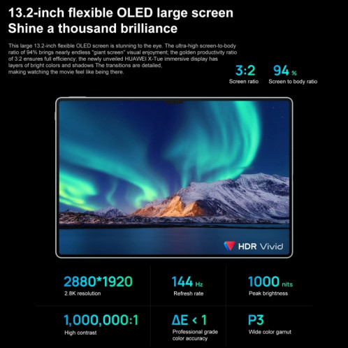 HUAWEI MatePad Pro 13,2 pouces WiFi, 12 Go + 256 Go, HarmonyOS 4 Hisilicon Kirin 9000S 12 cœurs, ne prend pas en charge Google Play (noir) SH101A1807-019