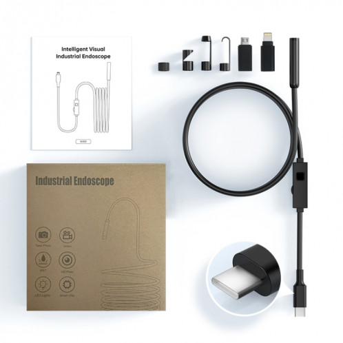 YP105 Objectifs 8 mm 2MP HD Endoscope industriel Prise en charge de la connexion directe du téléphone portable, longueur: 10 m SH4904760-09