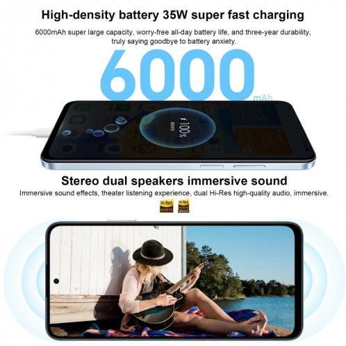 Honor Play 50 Plus, 12 Go + 256 Go, 6,8 pouces MagicOS 7,2 Dimensity 6020 Octa Core jusqu'à 2,2 GHz, réseau : 5G, OTG, ne prend pas en charge Google Play (noir) SH201A1782-09