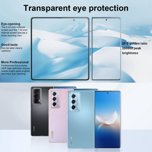 Honor Magic Vs2, 12 Go + 256 Go, empreinte digitale latérale, 7,92 pouces + 6,43 pouces MagicOS 7.2 Snapdragon 8+ Gen1 Octa-Core 3,0 GHz, OTG, NFC, ne prend pas en charge Google Play (bleu) SH201A1378-015