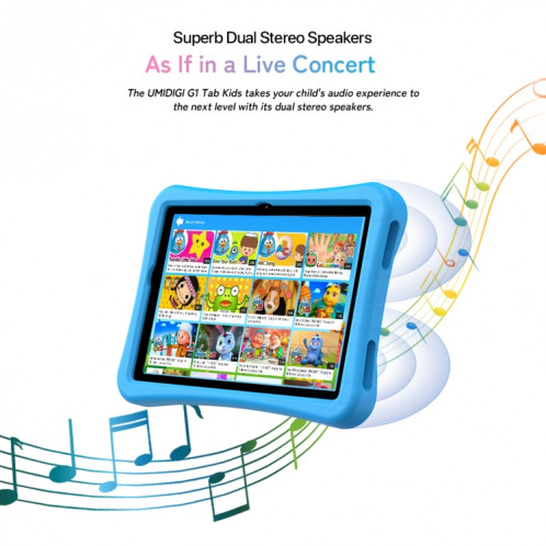  UMIDIGI G1 Tab Tablette PC pour enfants 10,1 pouces, 4 Go + 64 Go, Android 13 RK3562 Quad-Core, version mondiale avec Google, prise UE (bleu mer) SU901A83-014